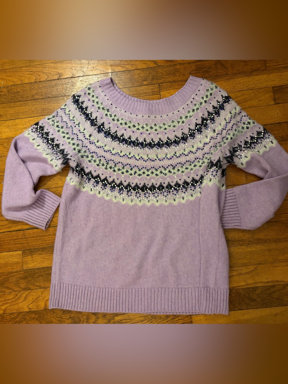 Talbots wool blend sparkly Lavender Crewneck Sweater, fuzzy 1x plus gorgeous wow